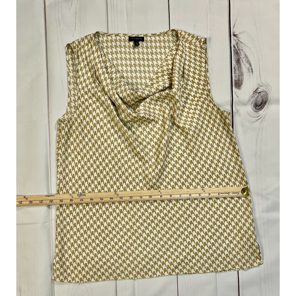 Talbots Silky Draped Neck Houndstooth Blouse Sz 8 Sleeveless Career - Picture 4 of 6